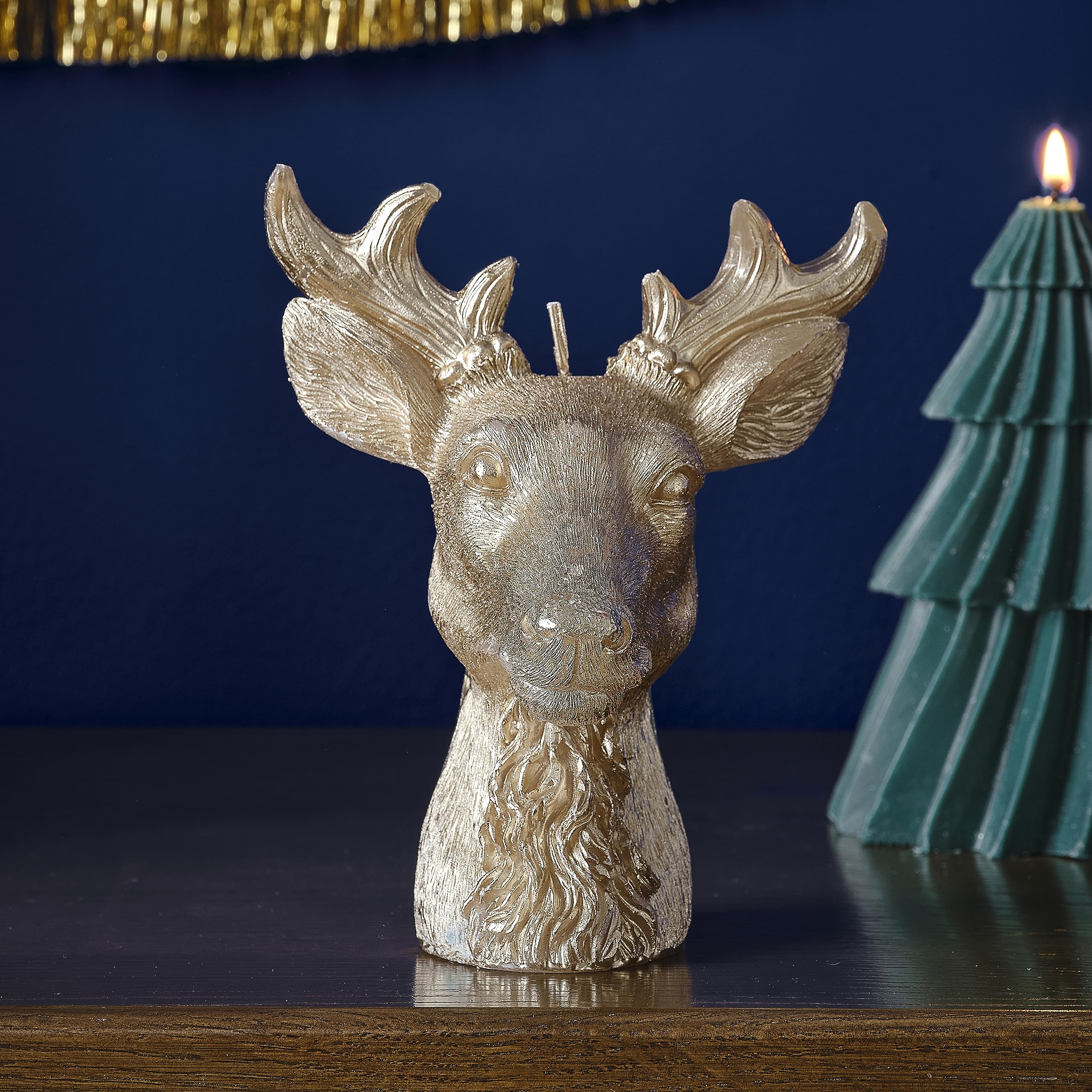 Ginger Ray Christmas Gold Stag Candle Tabletop Fireplace Decoration — image 1