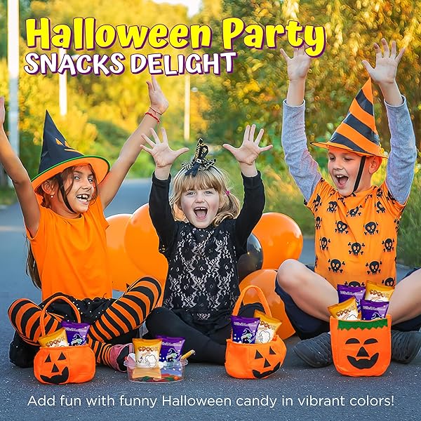 50 PACK ASSORTED HALLOWEENS MINI MARSHMALLOWS INDIVIDUALLY WRAPPED, WITCHMALLOW & SPOOK POOF, VANILLA FLAVORED, HALLOWEENS THEMED SNACKS BULK, KIDS FUN HALLOWEEN CANDY BULK FOR TRICK OR TREAT