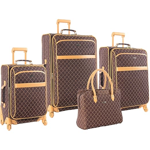 Buy Pierre Cardin Signature Spinner Four Piece Luggage Set, Brown, One