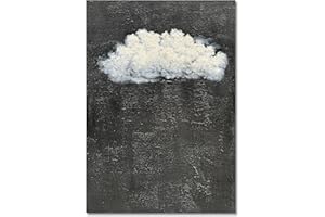 NANKAI Art hand-painted black and white abstract painting White Cloud art Oil painting 40x28 Inches wall Decoration art