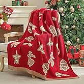 Amélie Home Christmas Knit Throw for Couch, Reversible Soft Cozy Chenille Blanket for Home Decor Gift for Family, 50" x 60", Christmas Gingerbread Cookie