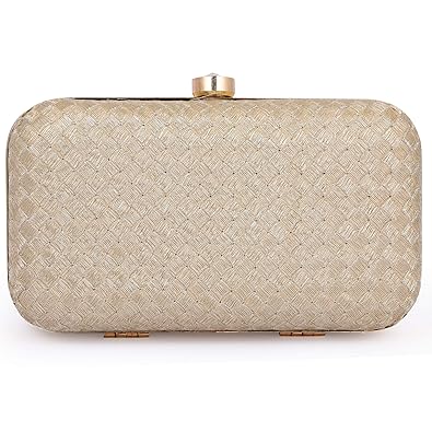 AARAV Handcrafted Womens Box Wedding clutch (Golden)