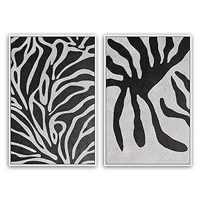 SIGNWIN 2 Piece Framed Canvas Wall Art Black...