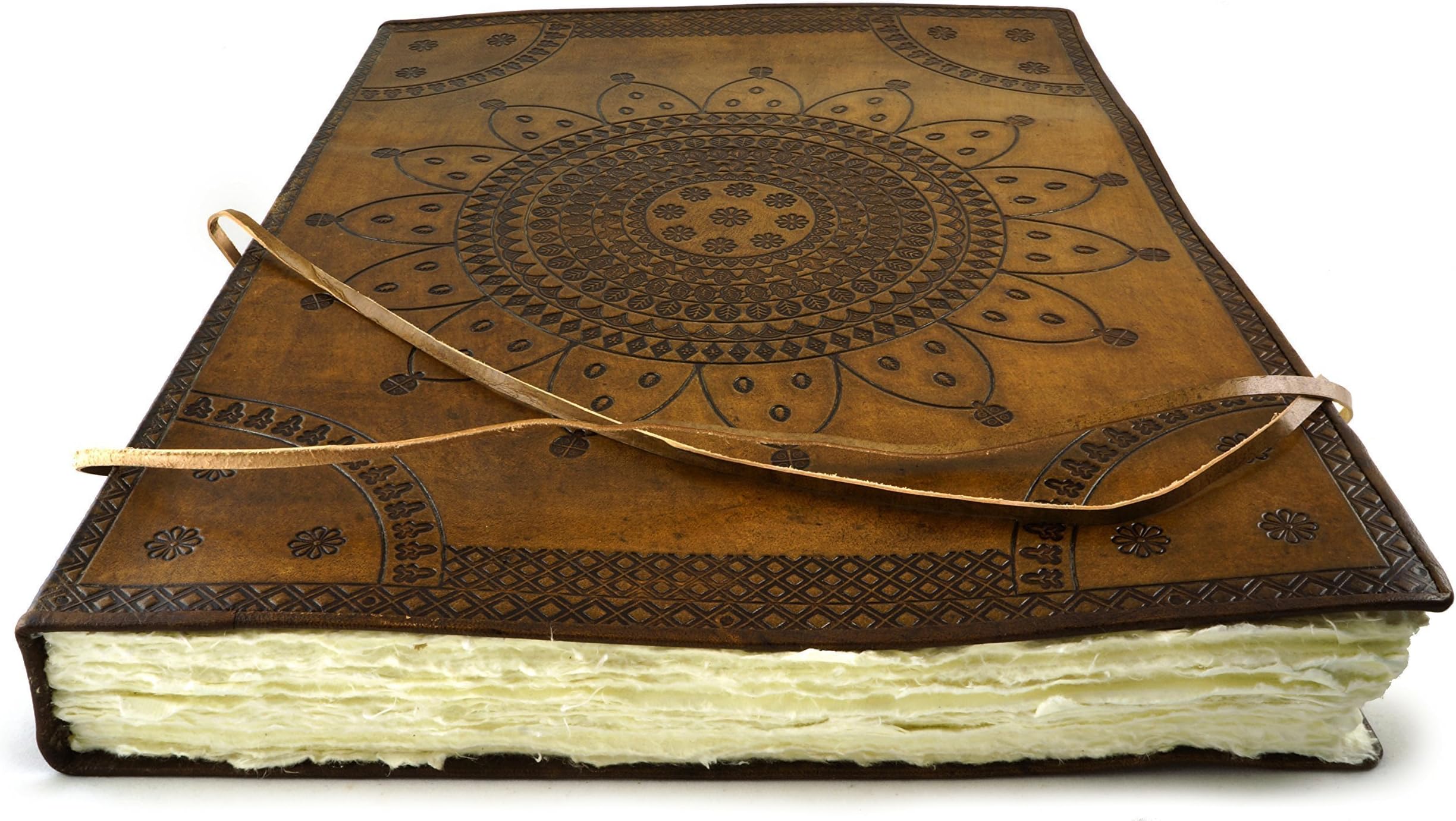 Largest Leather Artist Sketchbook Journal 18" x 14" Hand Torn Deckle Paper