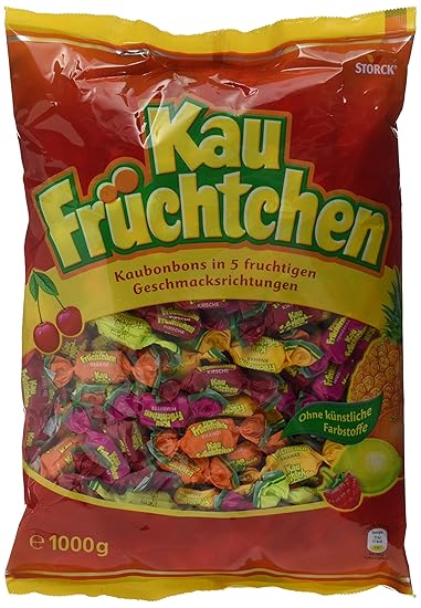 Kau Früchtchen – Leckere Kau Bonbons mit fruchtigengeschmacksrichtungen für Klein undgroß – (5 x 1 kg Beutel)