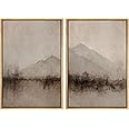 MUDECOR Framed Canvas Print Wall Art Set Abstract Mountain Landscape Soft Earth Tones Illustrations Modern Art Decorative Calm/Zen for Living Room, Bedroom, Office - 24"x36"x2 NATURAL