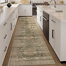 WondRg 2x8 Washable Brown Vintage Runner Rug for