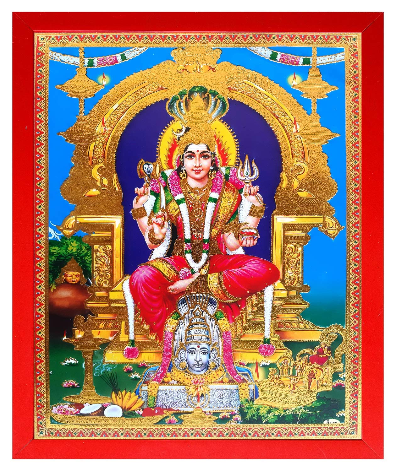 Shree Handicraft Lord ARULMIGU Devi KARUMARIAMMAN Temple Photo Frame
