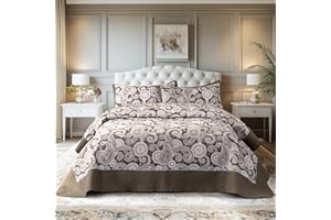 ALPHA HOME Lightweight Quilt Set - Reversible All-Season Bedding, Ultra Breathable & Wrinkle-Free, Soft Microfiber with Pillow Shams, Summer 3 Pieces with 1 Quilt and 2 Pillow Shams