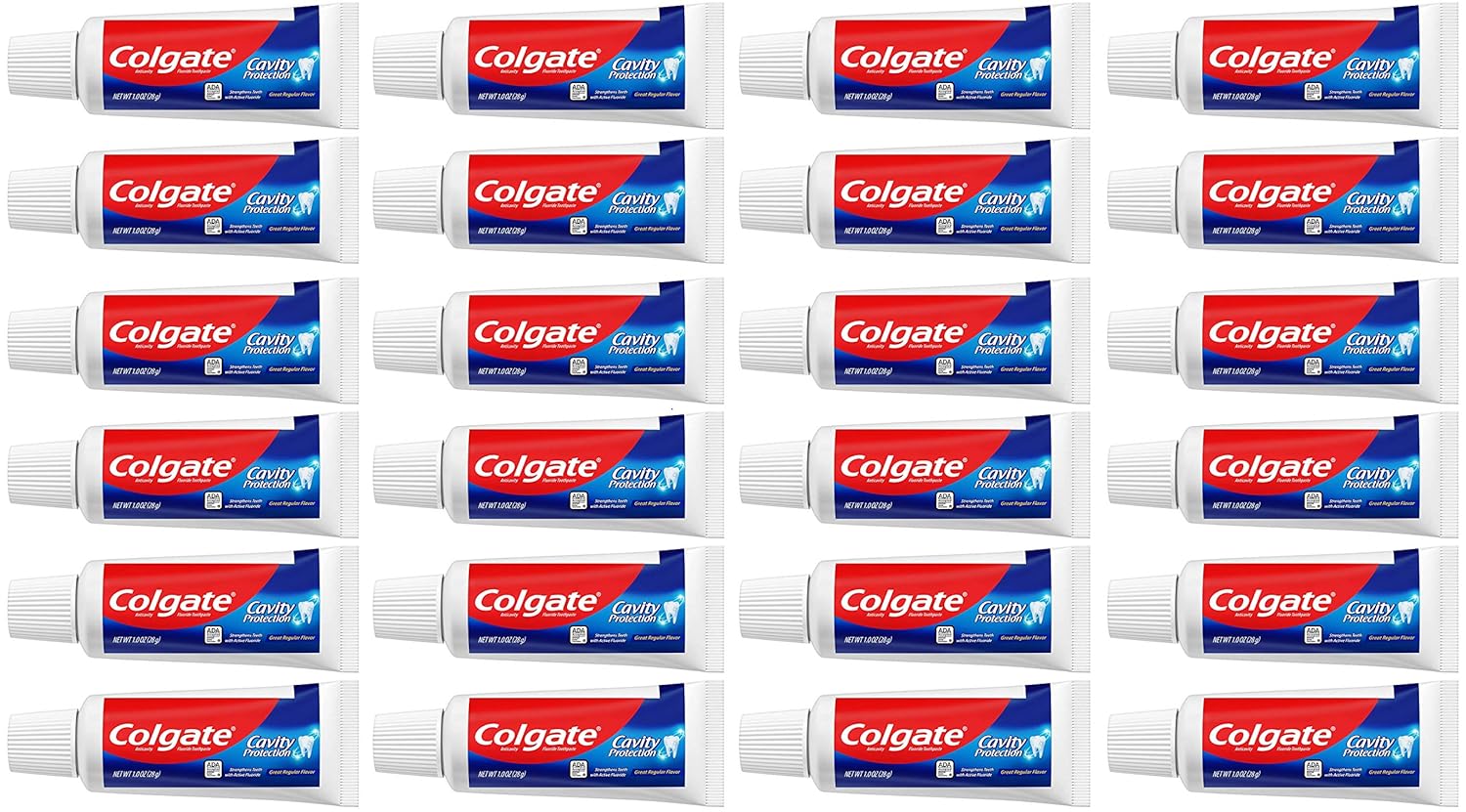 Colgate Cavity Protection Travel Toothpaste with Fluoride, TSA Approved Size - 1 ounce (24 Pack): Beauty