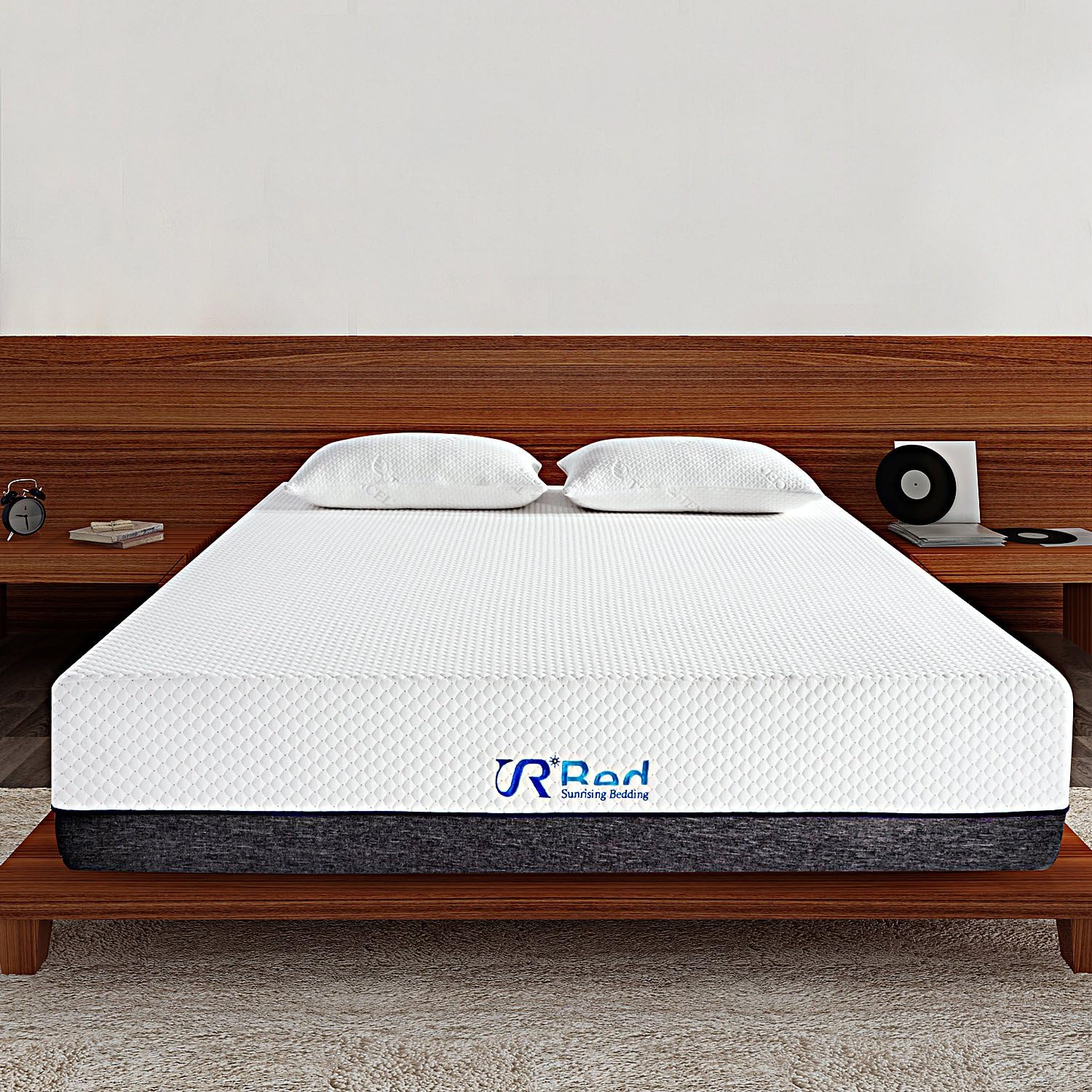Sunrising Bedding 12 Inch Cool Air-Flow Green Tea Memory Foam Mattress Queen Size with FREE 2 Pillows (king)