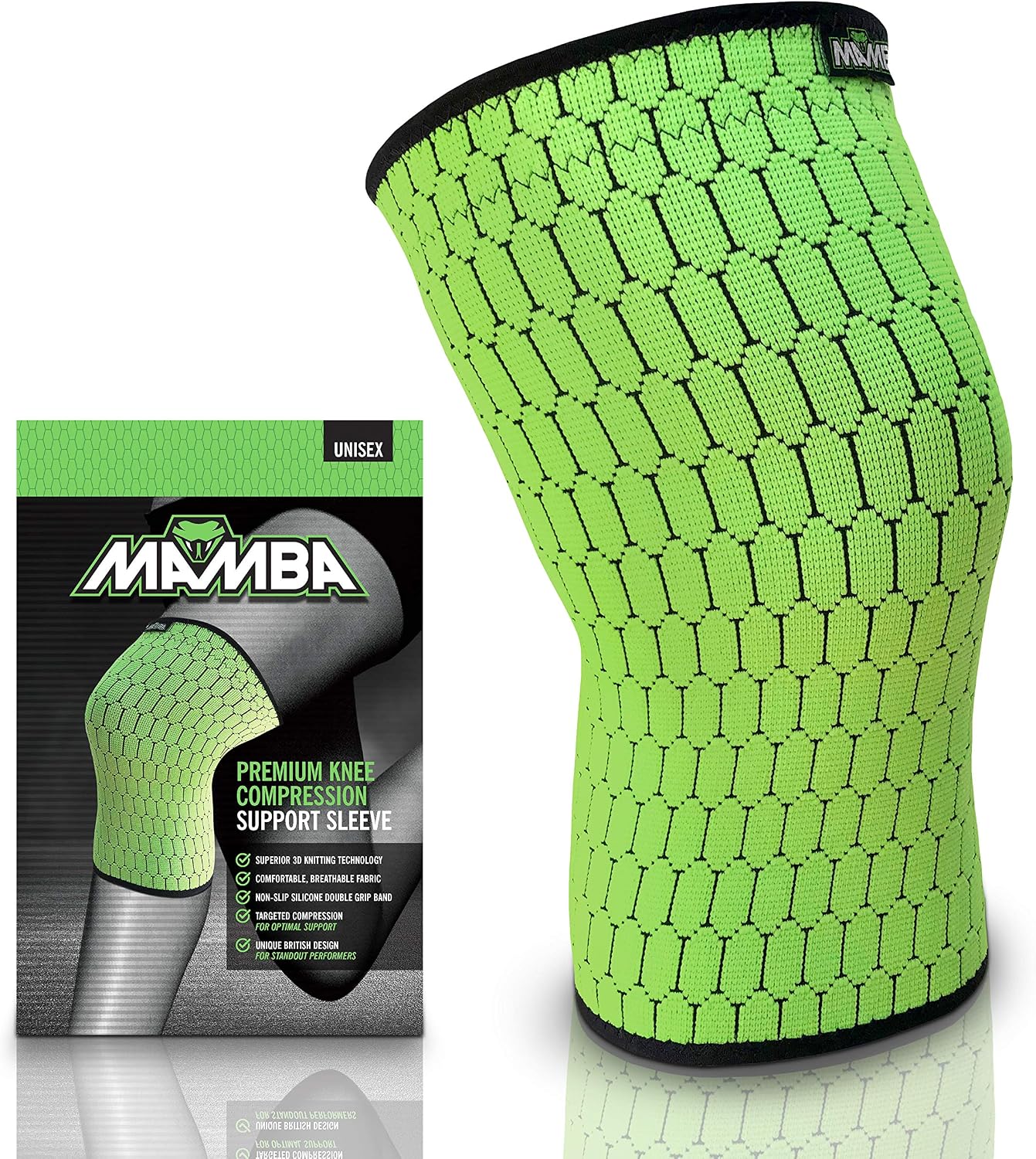 MAMBA Knee Support for Running Sports, Gym, Green, XL (Pack of 1)