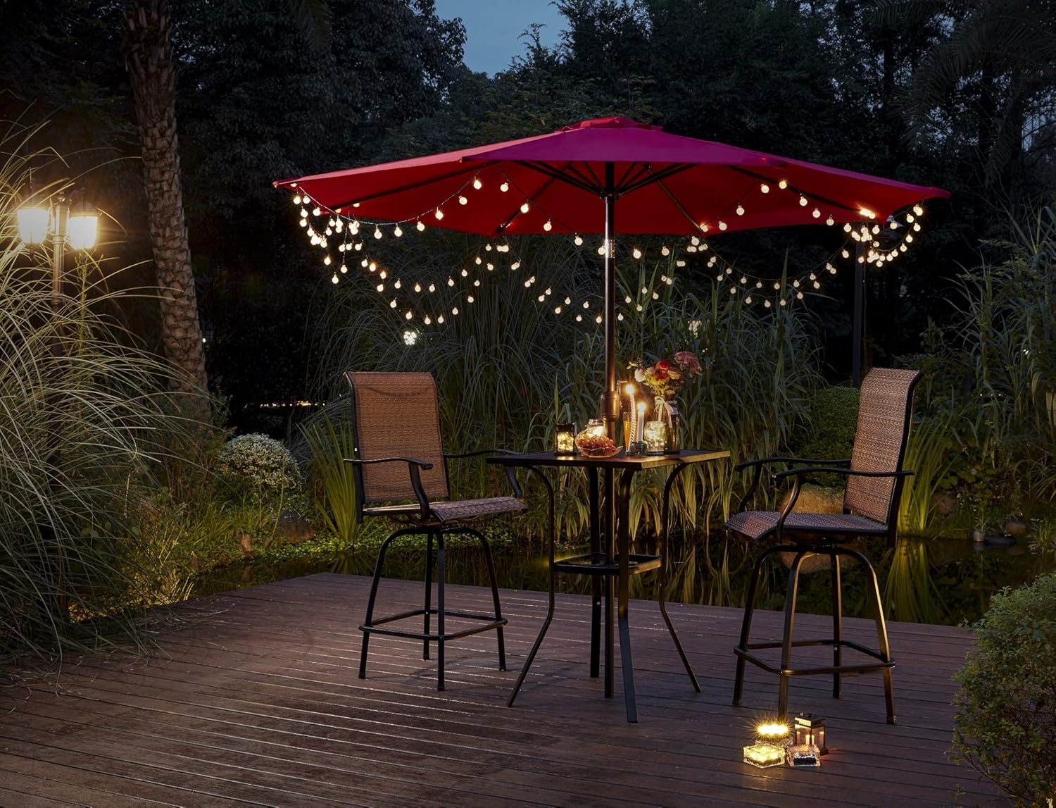 Outdoor Swivel Bar Stools All-Weather Counter Height Tall Patio Chair, 2 Pack for Garden Backyard: Furniture & Decor