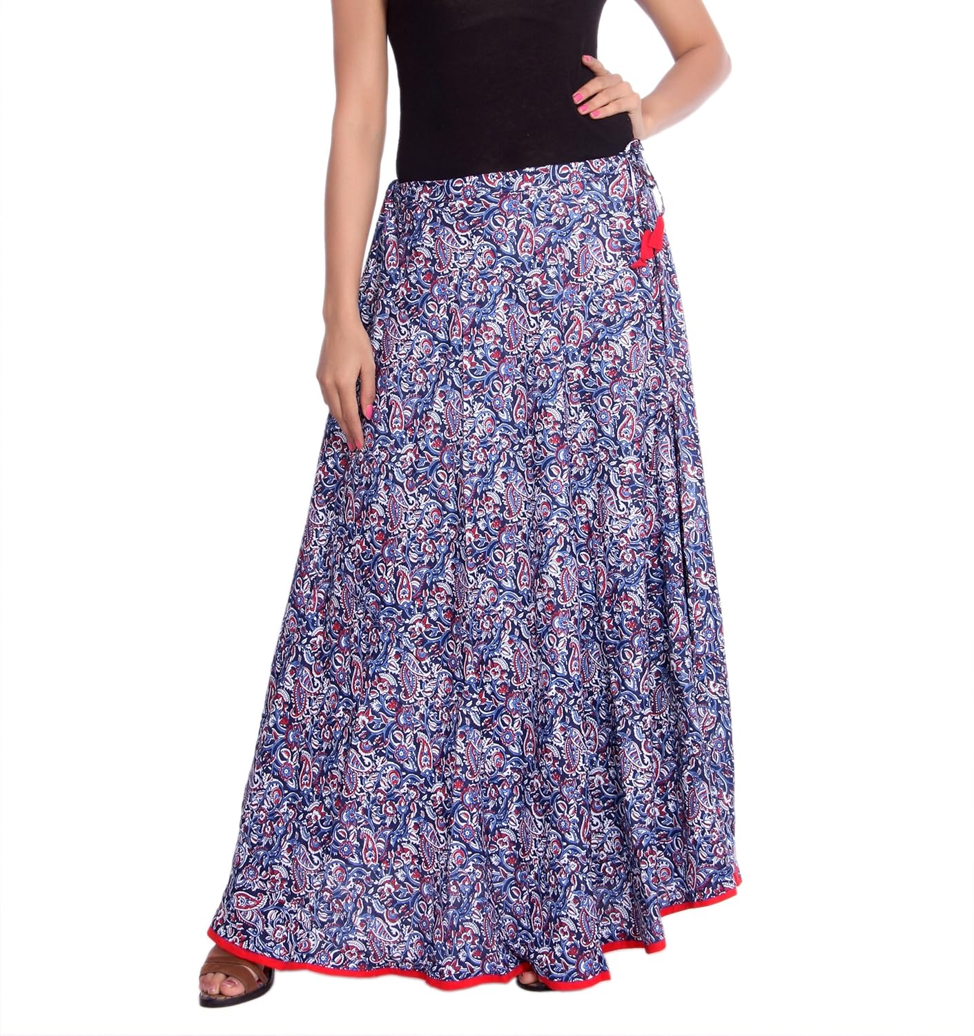 kastiel printed women's regular blue skirt
