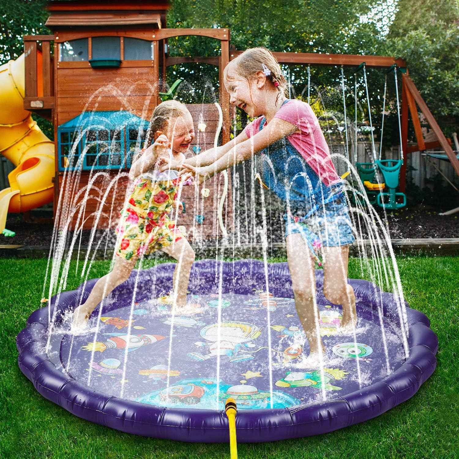 Sprinkler & Splash Play Mat, 68" Large Wading Pool Toy for Kids, Small Pool for Kids, Toddler Outdoor Water Play Sprinklers, Kids Pool for 1 2 3 4 5 Year Old Toddlers, Kids, Boys, and Girls.: Toys & Games