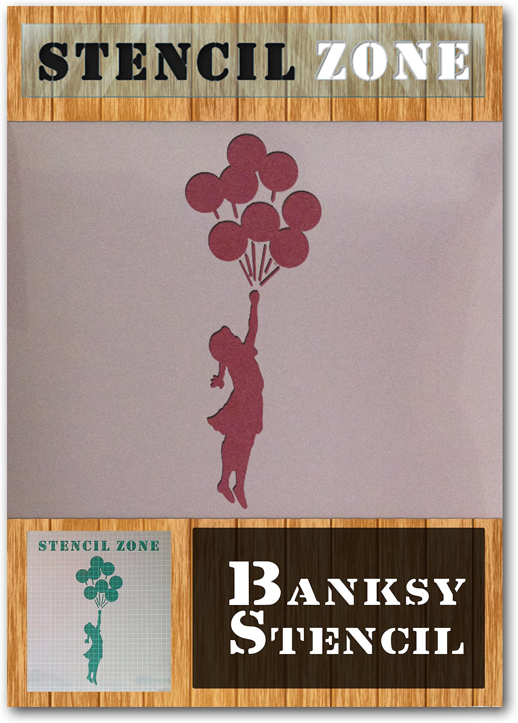 Banksy Girl with Bunch Balloons Bespoke Mylar Airbrush Painting Wall Art Stencil (A1 Size Stencil - XLarge)