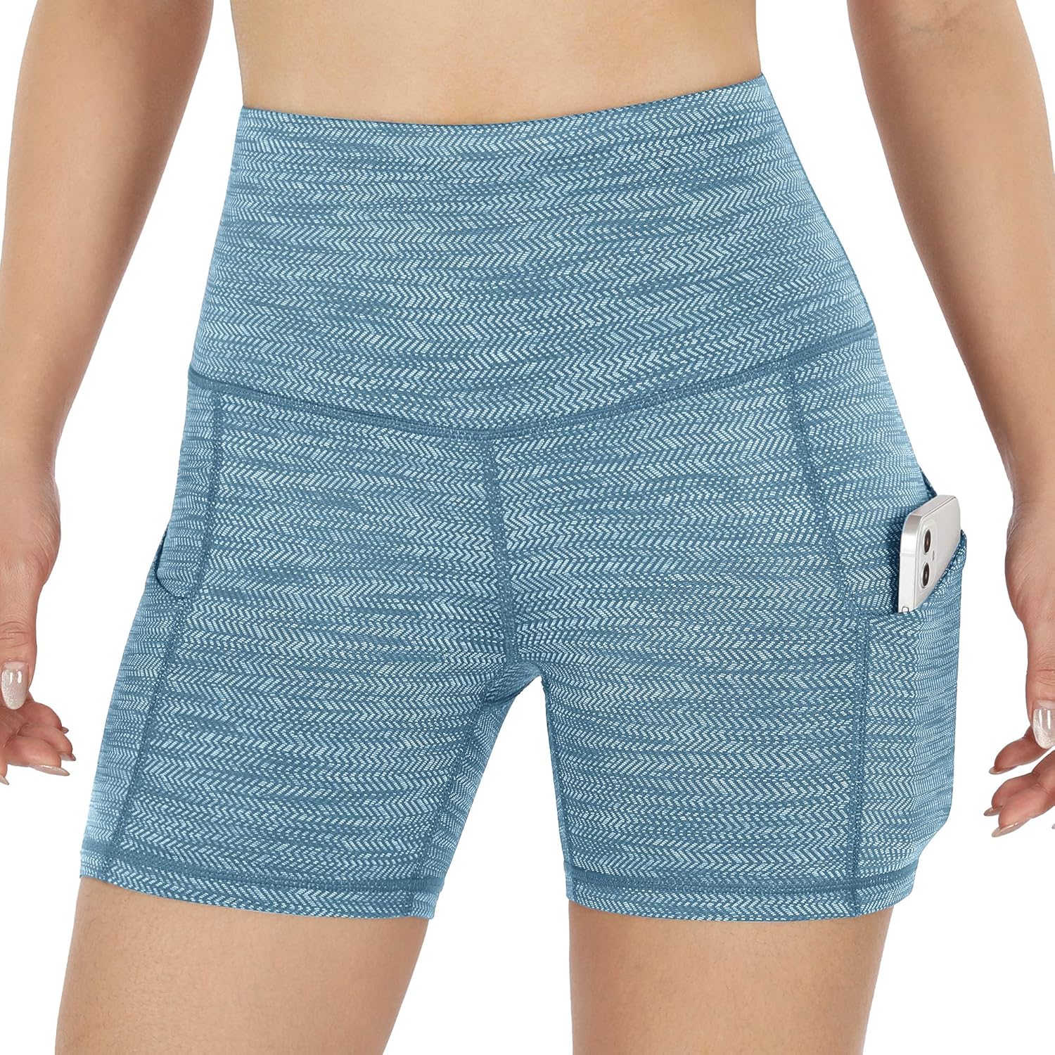 ODODOS Women's 5"/2.5"/9" High Waist Bike Shorts with Pockets Workout Sports Athletic Running Biker Yoga Shorts: Clothing