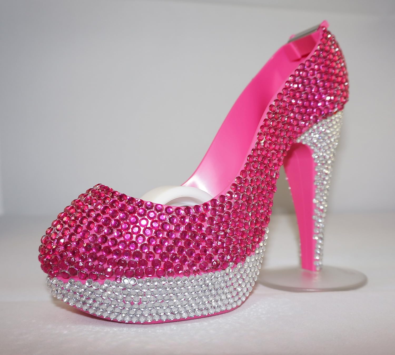 Rhinestone Pink and Silver Decorated High Heel