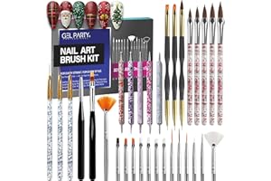 GEL PARTY GELPARTY Nail Art Brush Kit – 32 PCS Professional Nail Brushes for Acrylic, Gel, UV/LED, Ombre & 3D Design | All-in-One Manicure Tool Set for Salon & DIY
