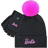 Barbie Winter Hat for Women – Winter Beanie Hats for Women with Gloves, Warm Beanie Hats, Pink Knitted Beanie