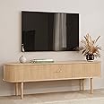 WERMO 71’’ TV Stand with Storage and Shelves for 65-75 inch TV. Wood Entertainment Center with Doors for Living Room and Bedroom, Mid Century Modern Console Table, Television Stand (Oak)