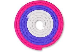 DRUNA Rhythmic Gymnastics Rope for Girls | 3 Meters Long, 165g | Bright Colors for Training & Competition (White-Purple-Cyclamen)