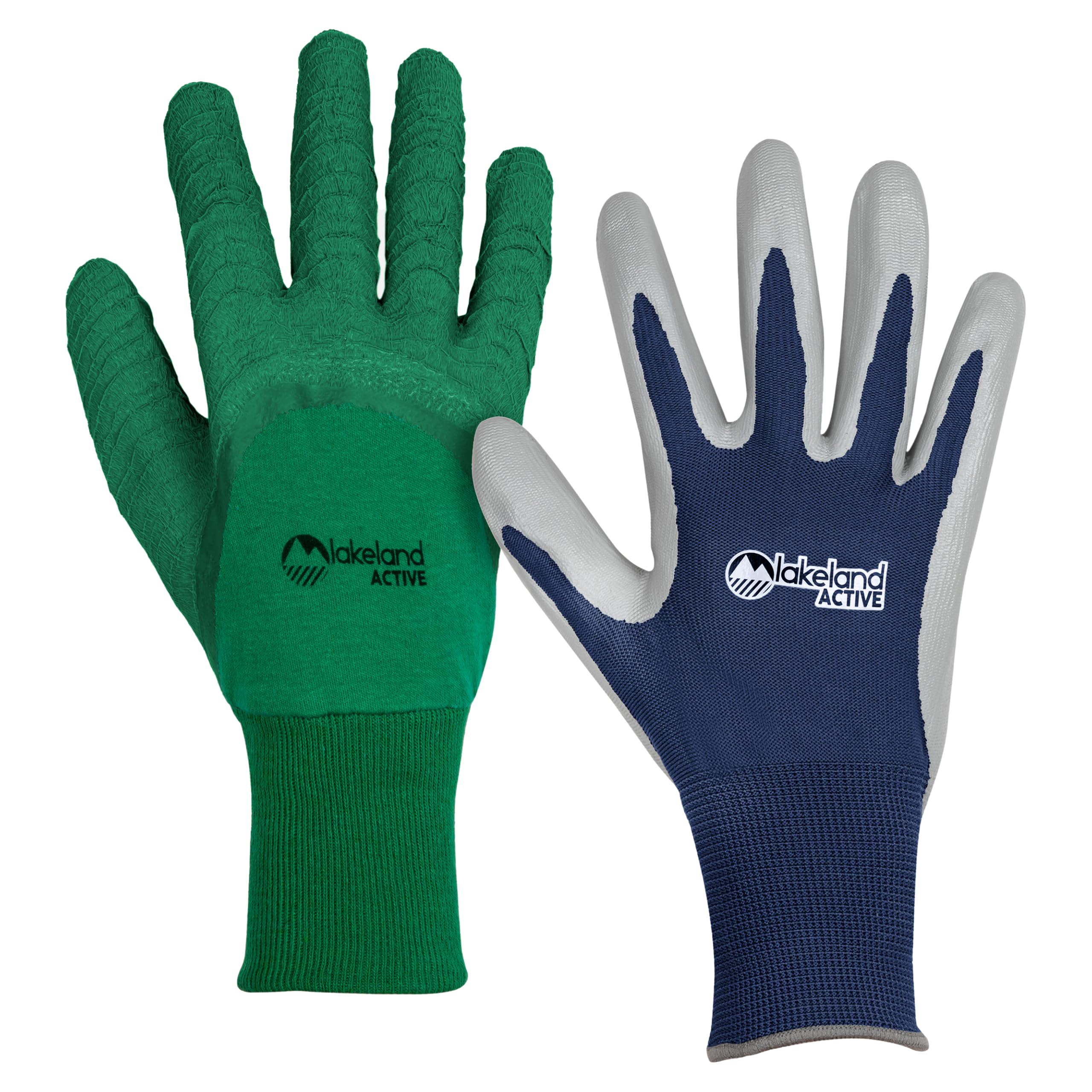 Lakeland Active 2 Pairs Multipurpose Gardening Work Gloves - Field Green & Oxford Blue - XX-Large