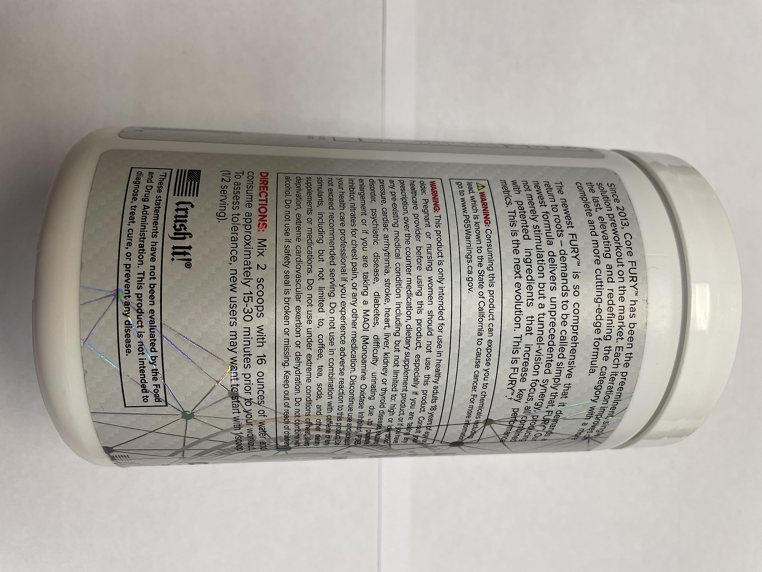 Core Nutritionals Fury Platinum Pre Workout Intensifier with 375mg Caffeine, 5G Creatine Monohydrate, 6G L-Citruline for Maximum Pump, Power, Focus and Energy, 20 Servings (Raspberry Chews)