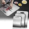 3 PCS 304 Stainless Steel Cutting Board For Kitchen, Meat Cutting Board, Edge Smoothing, Food Grade Stainless Steel, Easy To Clean, Kitchen Tool(S+M+L)