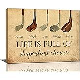 Golf Wall Art, Golf Pictures Wall Decor, Golfing Canvas Prints, Rustic Decorations Painting, Framed Artwork Office Home Decor For Bathroom Bedroom Dining Living Room 12" x 16"