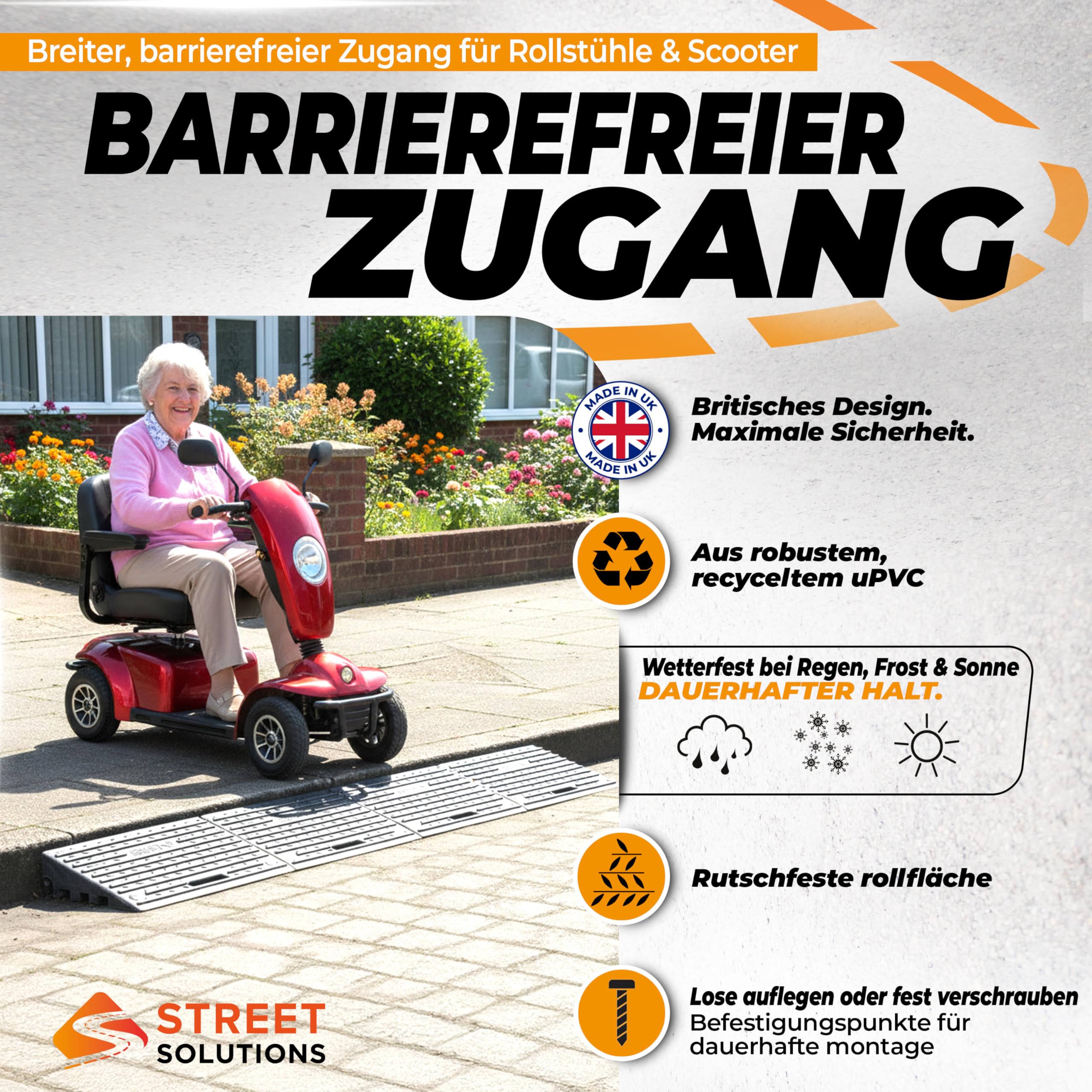 Street Solutions UK Bordsteinrampe Gummi 10 cm hoch - 2er Set rutschfeste Rollstuhlrampe für Autos, Treppen & Bordsteinkanten 4