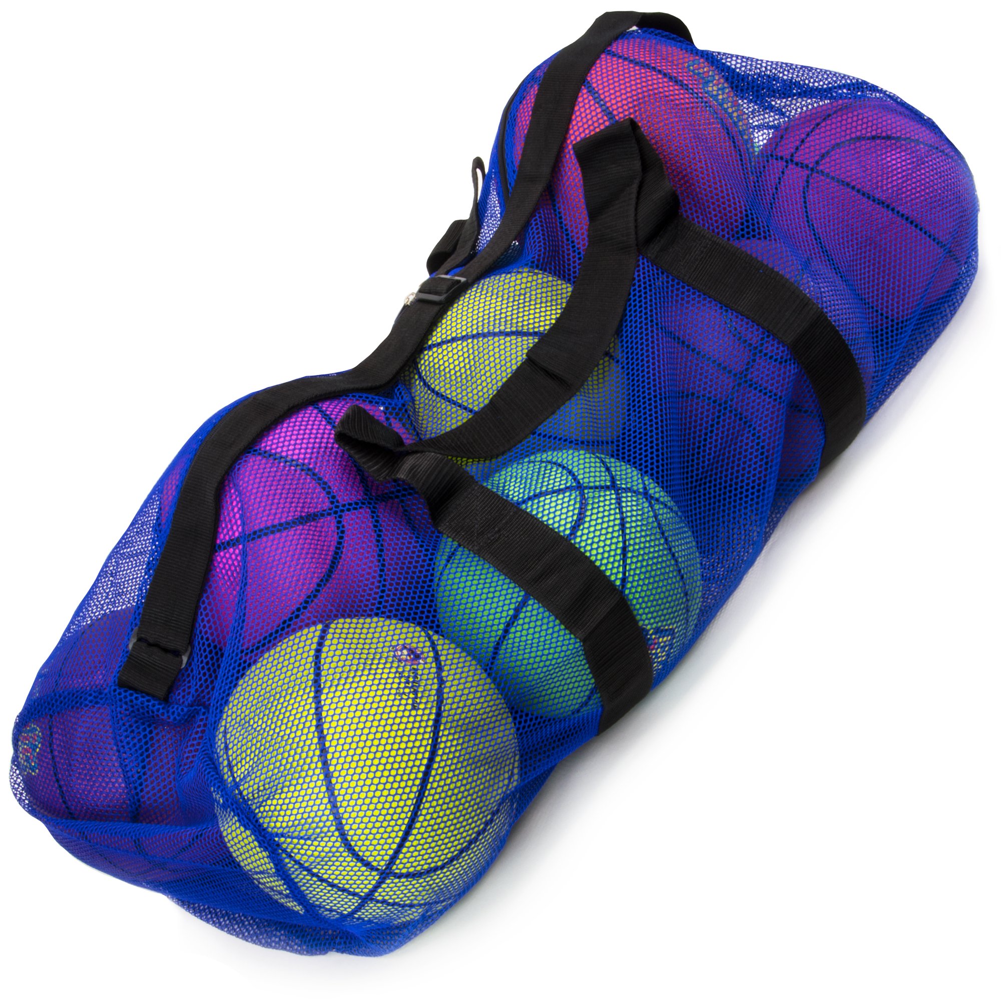 Photo 1 of Crown Sporting Goods 39" Mesh Sports Ball Bag with Adjustable Shoulder Strap, Oversize Duffle - Great for Carrying Gym Equipment, Jerseys, & Laundry (Blue)