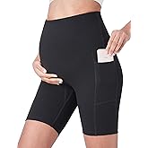 POSHDIVAH Women's Maternity Yoga Shorts Over The Belly Bump Summer Workout Running Active Short Pants with Pockets 5"/8"