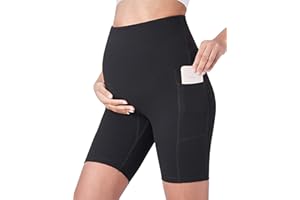 POSHDIVAH Women's Maternity Yoga Shorts Over The Belly Bump Summer Workout Running Active Short Pants with Pockets 5"/8"