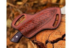 SOGO KNIVES Leather Knife Sheath For Belt, Slanted Pancake Sheath, Tooled Leather Sheath, Beautiful Cow Boy 4 to 6 inches Skinner Knife Leather Cover 100% Real Leather (BROWN)