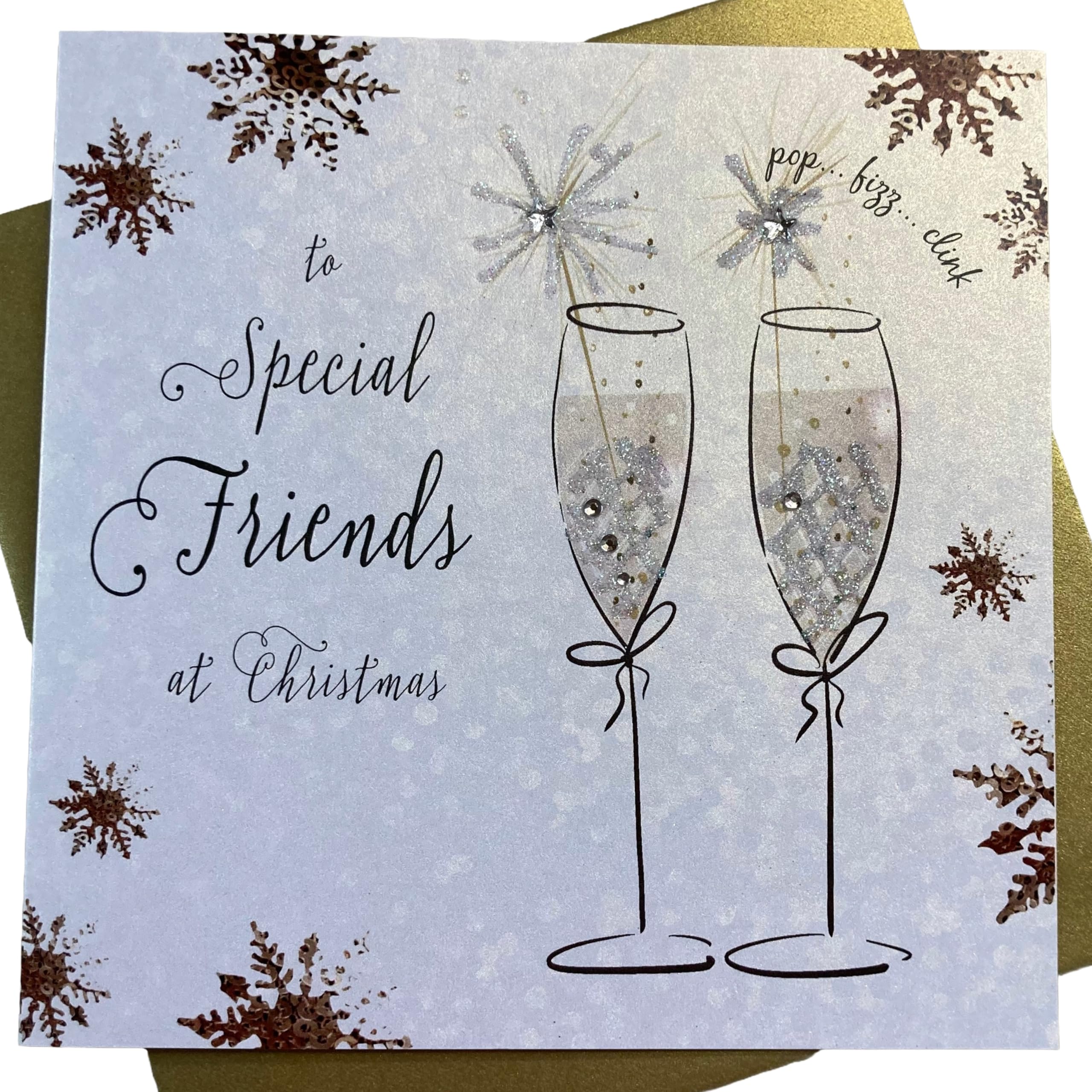 White Cotton Cards F1-SFS"Special Friends" Handmade Christmas Card ,purple|brown