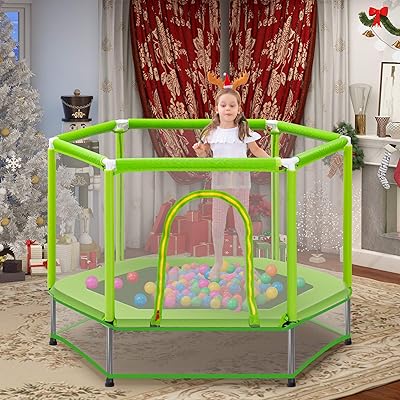 Buy Merax 55 Mini Trampoline For Kids 4 5ft Indoor Outdoor Trampoline With Safety Enclosure Net Spring Padding And Ball Pit Balls For Toddlers Online In Canada B07sq7jkhh