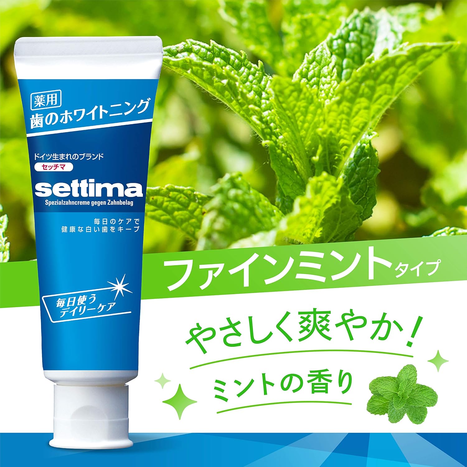 Amazon 医薬部外品 Settima セッチマ ホワイトニング 歯みがき デイリーケア ファインミントタイプ ステインケア タバコのヤニ取り フッ素配合 虫歯予防 80g Settima セッチマ ビューティー 通販