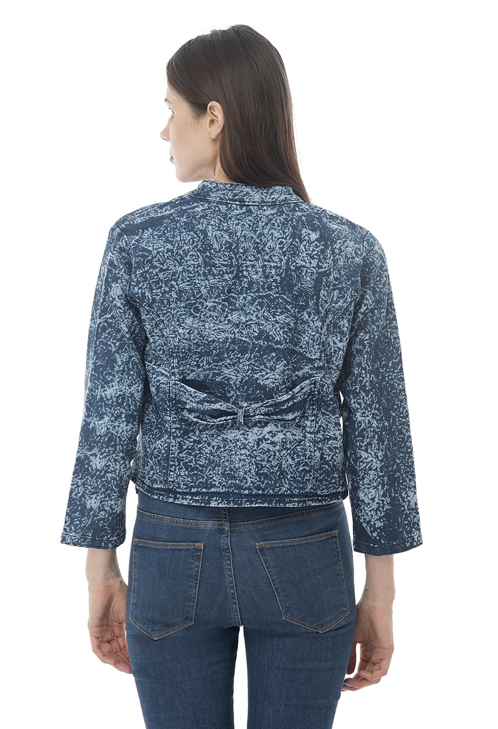 lomato denim full sleeves stone embroidered shrug