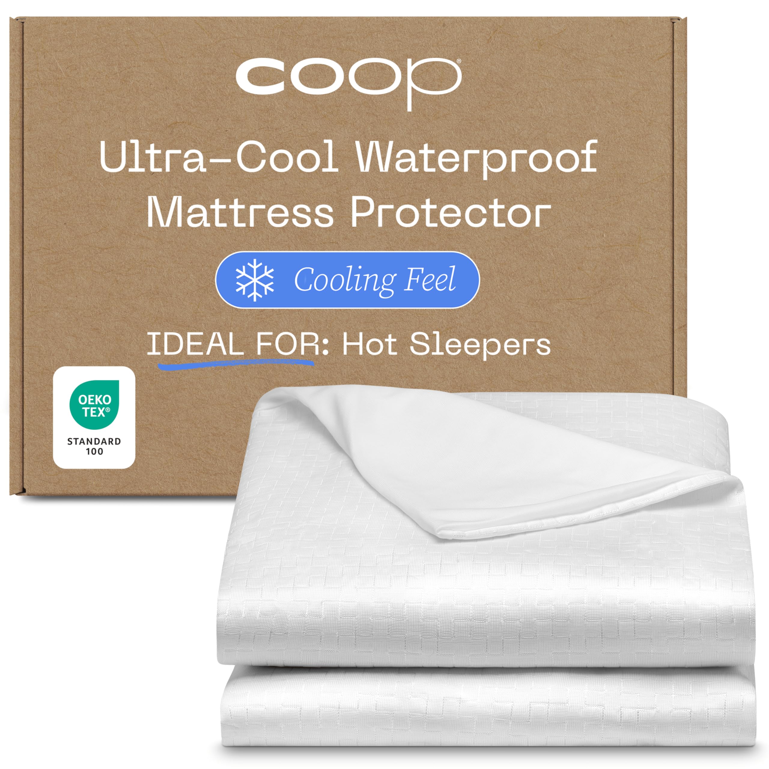 Photo 1 of Coop Home Goods Ultra-Cool Waterproof Mattress Protector, Twin XL, Cooling Mattress Protector, Machine Washable Cooling Bed Cover, Whisper Quiet Waterproof Bed Cover, Twin XL (39x80)