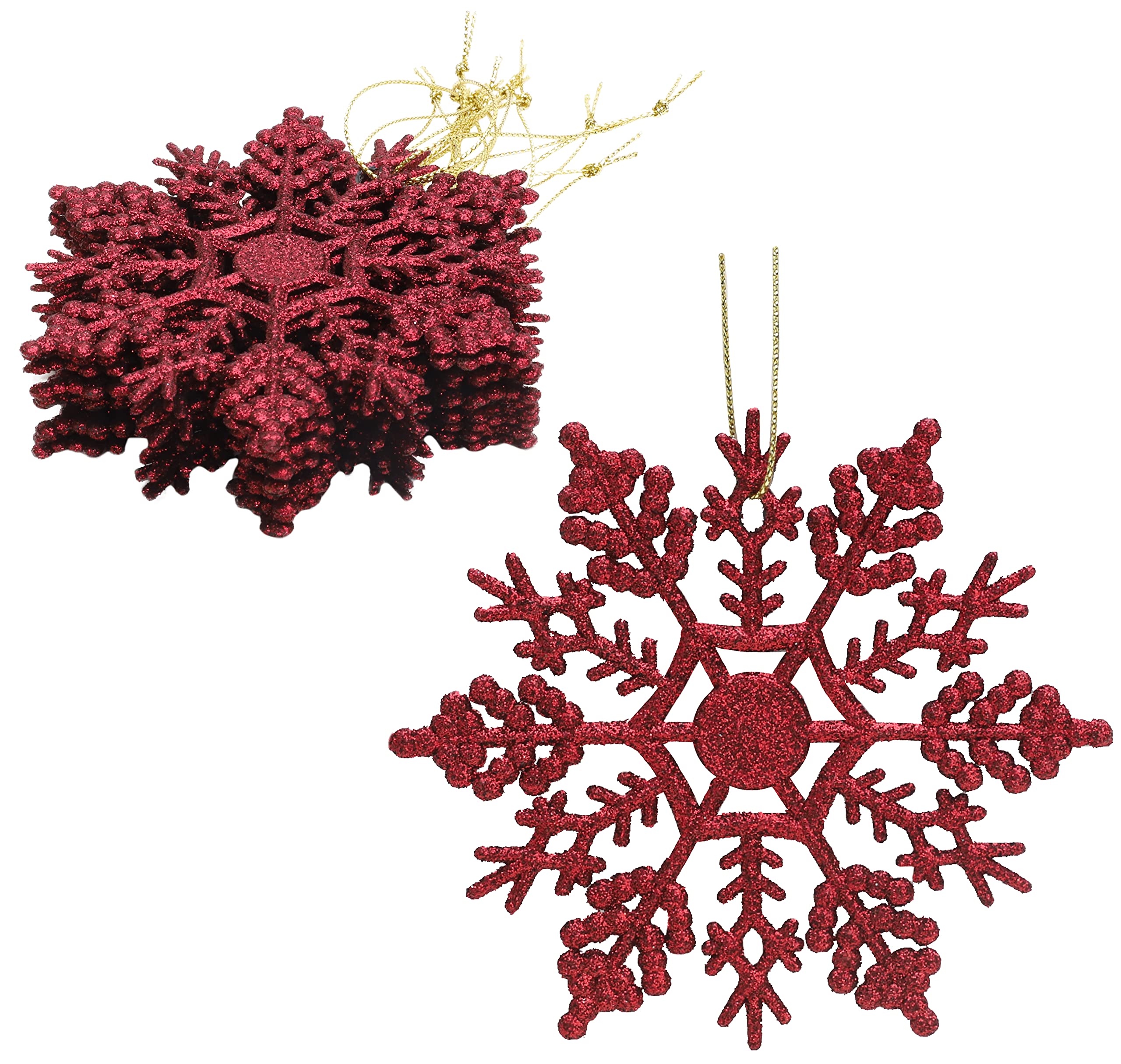 Christmas Concepts® Pack of 12-100mm (4") Glitter Snowflake Hanging Decorations - Christmas Decorations
