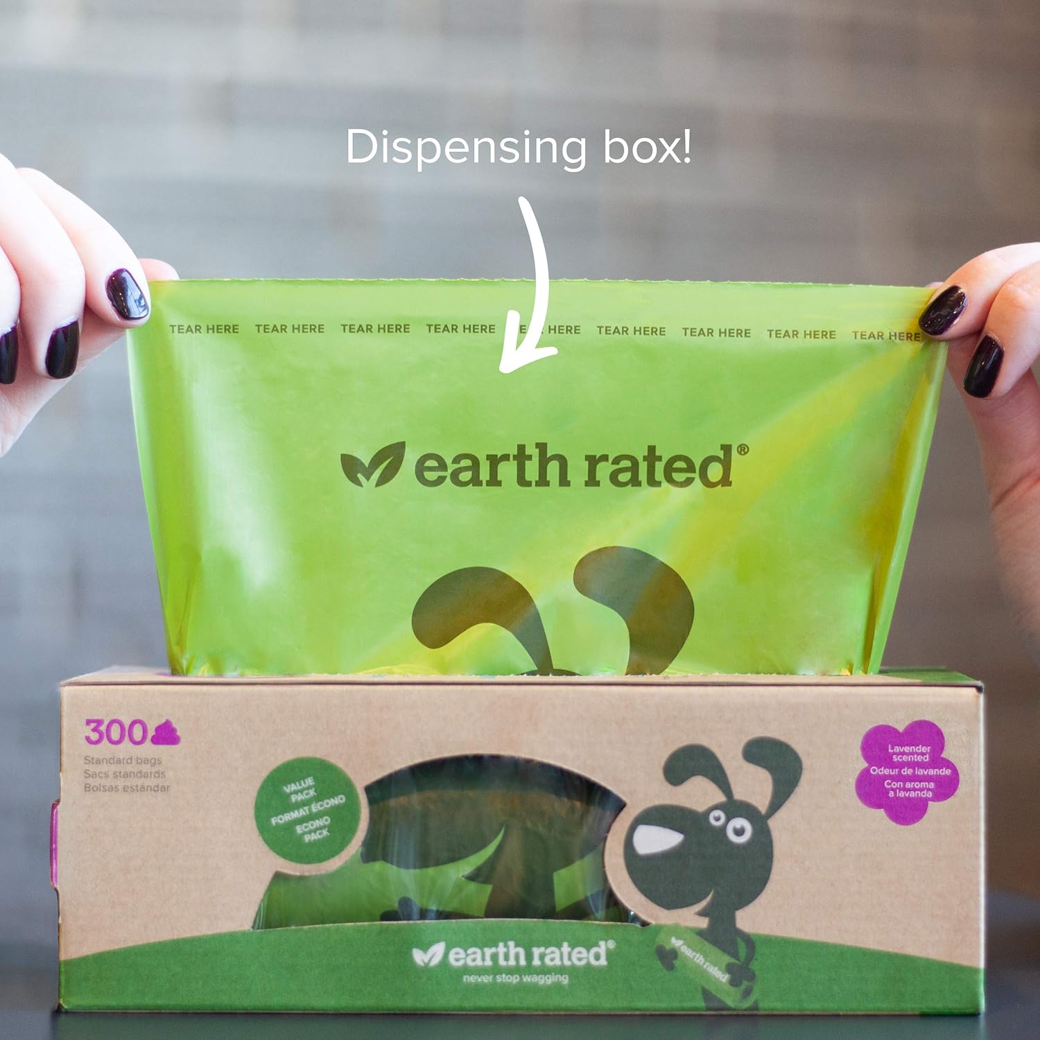 Earth Rated Dog Poop Bags, 300 Dog Waste Bags on a Large Single Roll, Grab and Go, Guaranteed Leak-proof, Lavender-scented, Great for Backyard Pickups, Each Poop Bag Measures 8 x 13 Inches : Pet Waste Bags : Pet Supplies