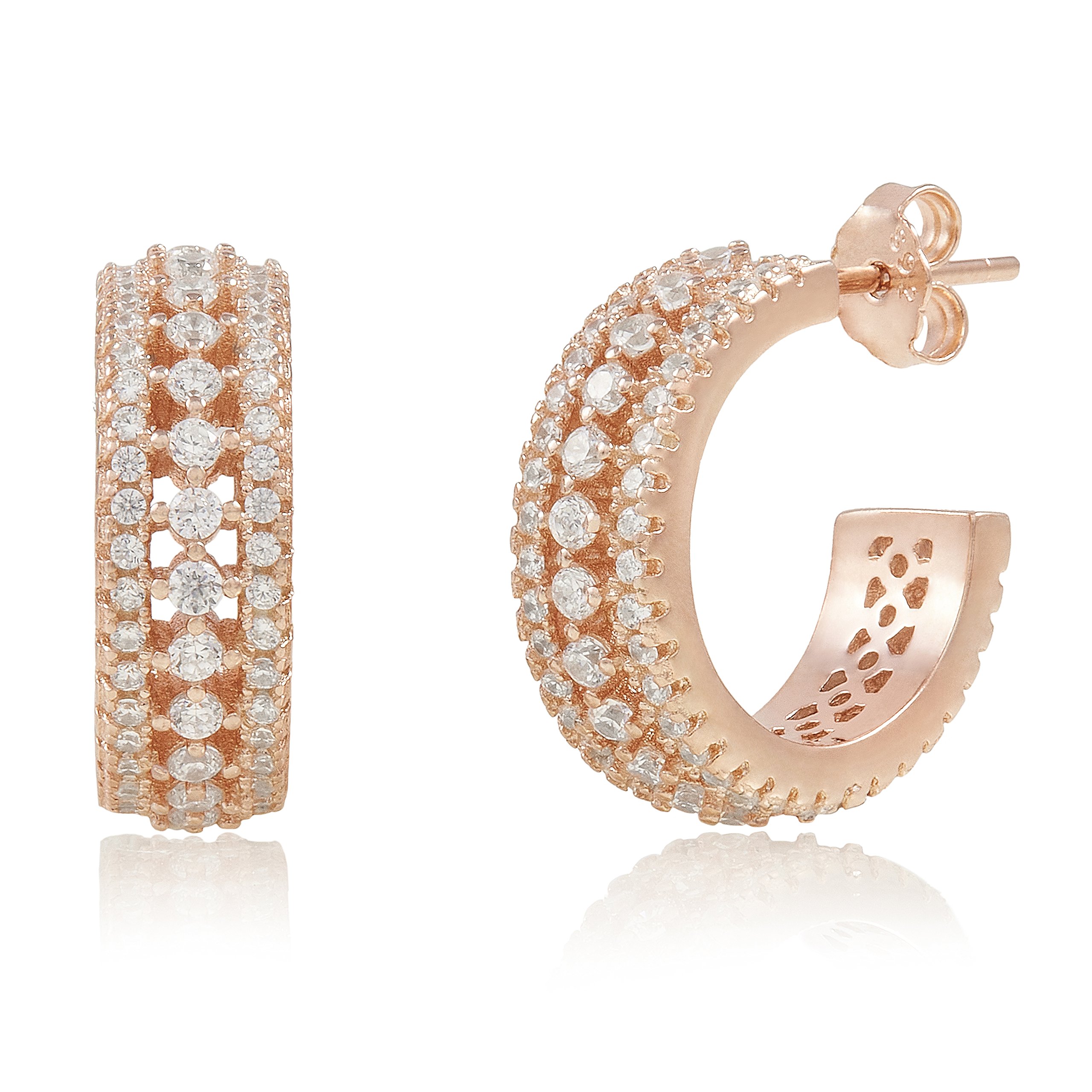 Spoil Cupid Rose Gold-Plated Sterling Silver Cubic Zirconia Huggie Hoop Earrings