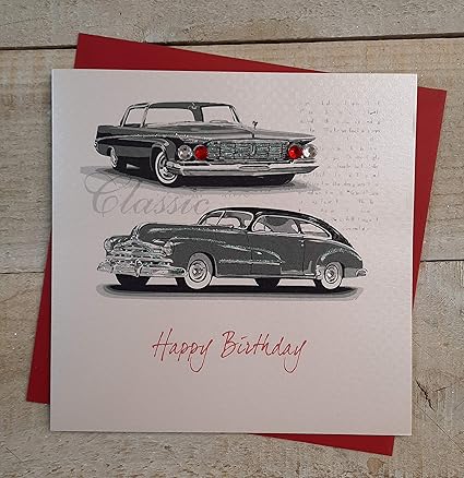 White Cotton Cards Sb18 Happy Birthday Handmade Birthday Card Classic Car Amazon Co Uk Kitchen Home