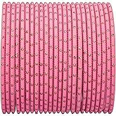 Efulgenz Indian Bangles Set Bollywood Plain Metal Bangle Bracelets Wedding Bangles Costume Jewelry for Women (24 Pcs) Size 2.4