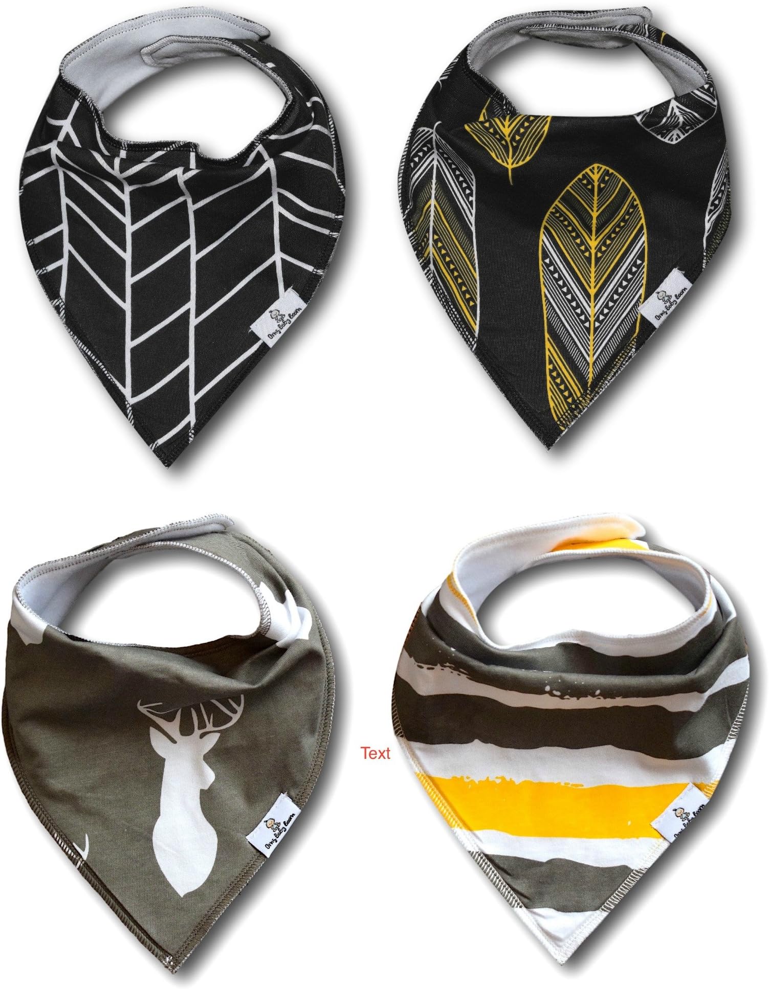 OMG Baby Boom Bandana Burpy Bibs (4 pack) - Absorbent Drool Pad w/ Adjustable Snaps - The Cutest Way to Keep Little Ones Dry