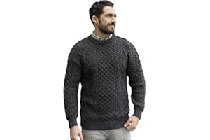 Aran Crafts 100% Merino Wool Crew Neck Sweater Black