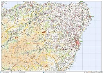Amazon Com Aberdeen Ab Postcode Wall Map 47 X 33 25