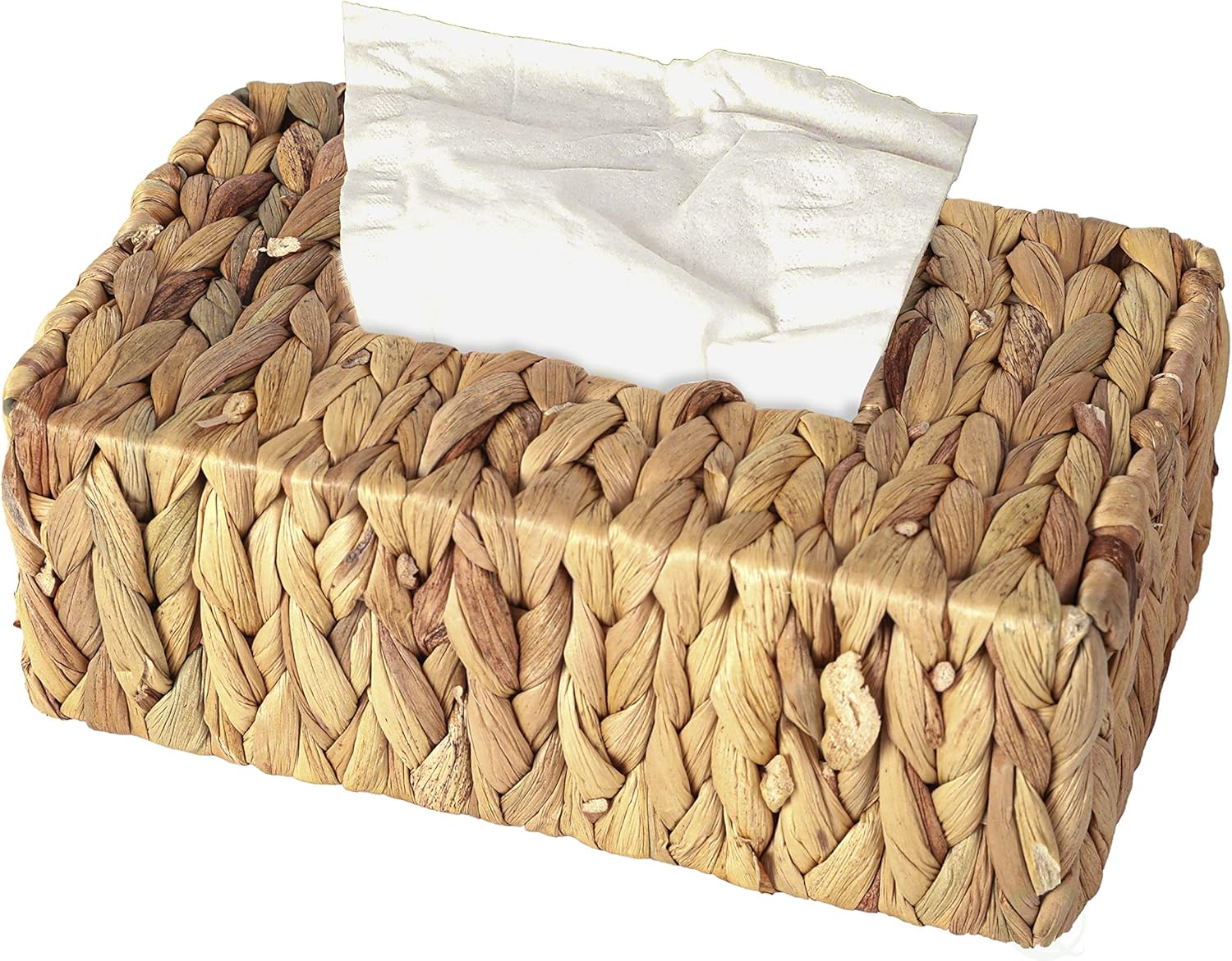 Vintiquewise QI003631.SQ Water Hyacinth Wicker Square Tissue Box Cover, Brown: Home & Kitchen