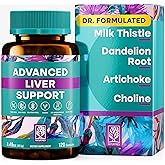 High-Potency Vegan Liver Cleanse Detox & Repair (120 Days Supply) - Dr Formulated Milk Thistle, Silymarin, Choline, Artichoke & Dandelion Root Supplement – Liver Support & Kidney Detox - 120 Capsules